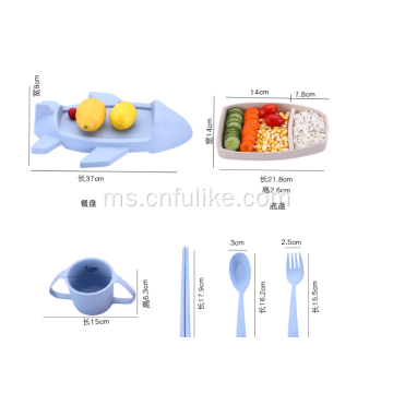 Airplane Shape Wheat Straw Tableware Set